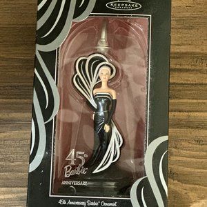 2004 Hallmark Keepsake 45th Anniversary Barbie Ornament w/ Lighted Display Stand